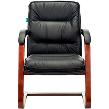 Стул для посетителей Бюрократ "T-9927WALNUT-AV", кожа, дерево, черный