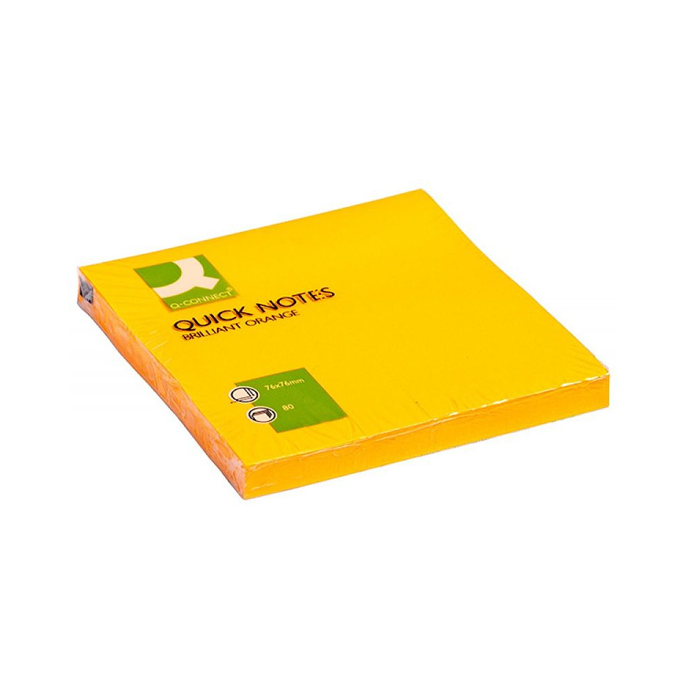 Бумага для заметок "Q-Connect", 76x76 мм, 75 листов, оранжевый неон