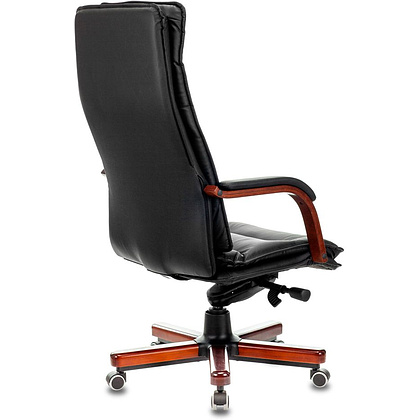 Кресло для руководителя Бюрократ "T-9927WALNUT", кожа, дерево, черный - 3