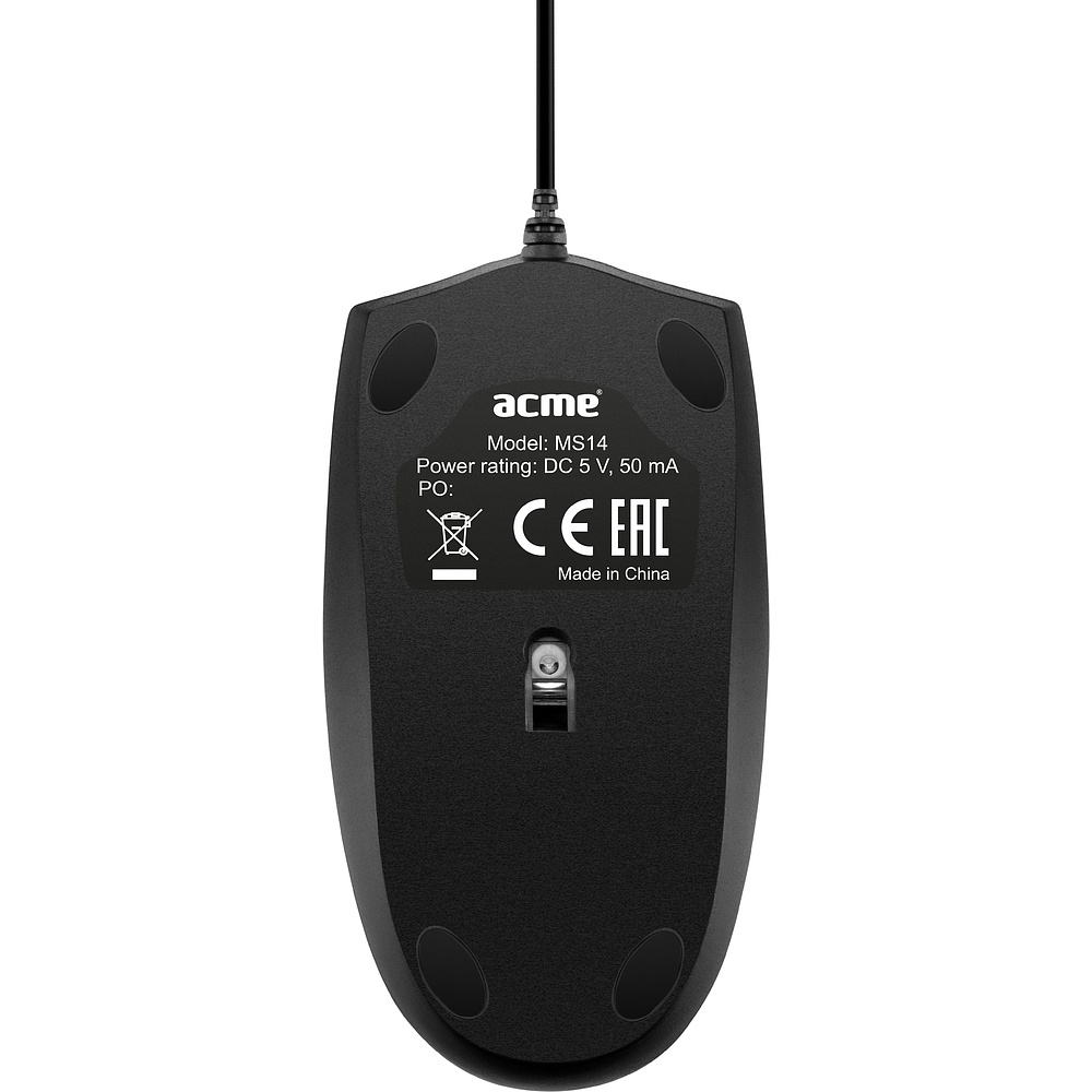 Мышь Acme "MS14", проводная, 1000  dpi, 3 кнопки, черный - 4