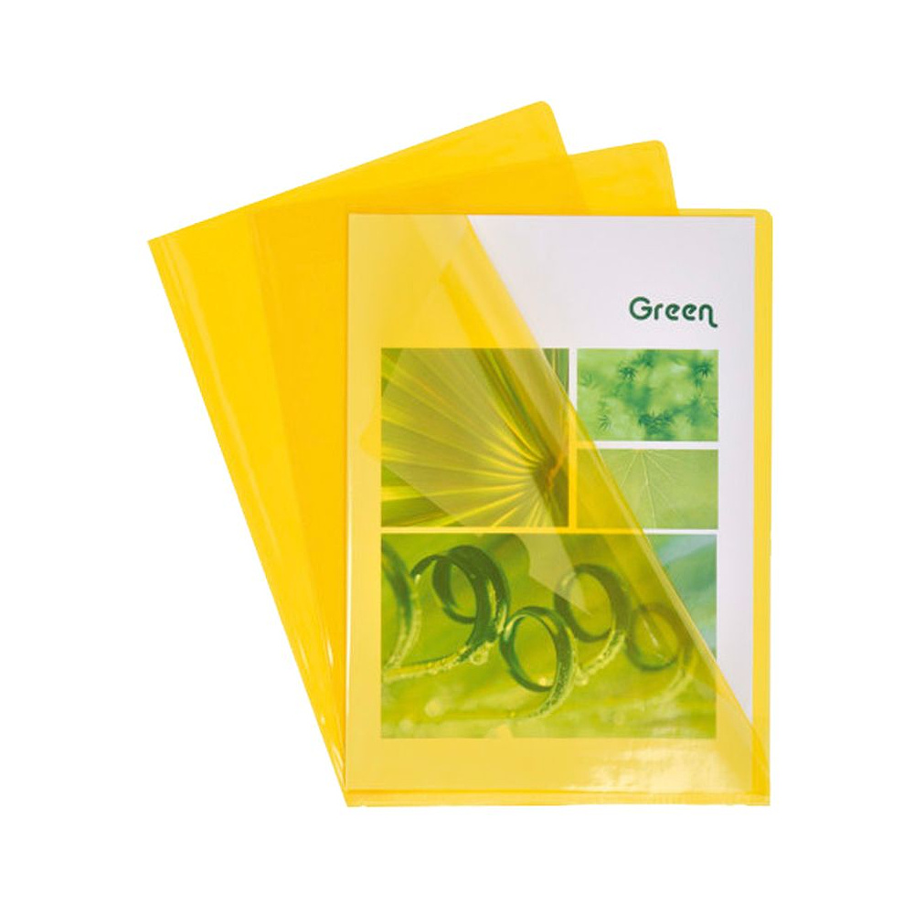 Папка-уголок "Exacompta", А4, 130 мк, ПВХ, прозрачный, желтый - 2