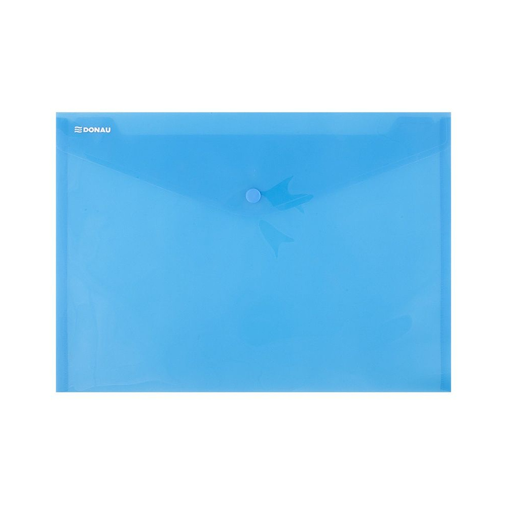 Папка-конверт на кнопке "Donau", C5, прозрачный синий