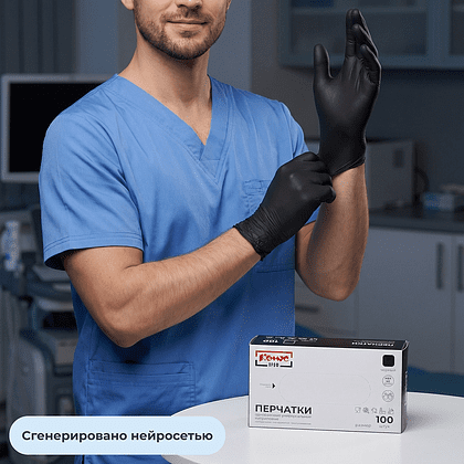 Перчатки нитриловые, неопудренные, одноразовые, р-р, L, 100 штук, черный - 3