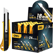 Нож универсальный "Deli DL003B", 18 мм, усиленный, 24 штуки в упаковке