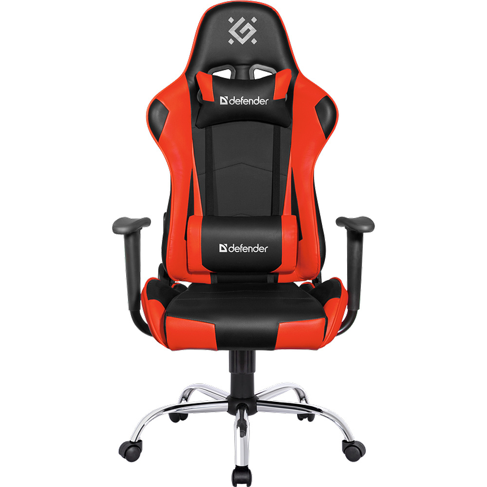 Кресло игровое Defender "Azgard", искусственная кожа, металл, черный, красный - 2