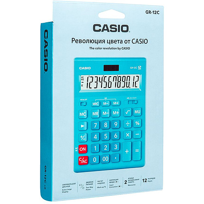 Калькулятор настольный Casio "GR-12", 12-разрядный, голубой - 2