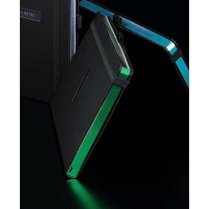 Блокнот "All metal green", А5, 96 листов, на резинке, черный, срез зеленый - 6