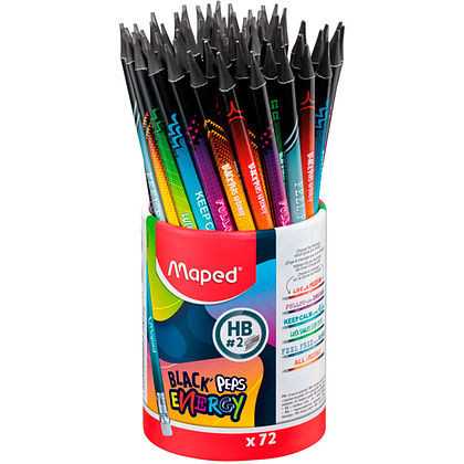 Карандаш простой Maped "Energy", HB, с ластиком, ассорти - 8
