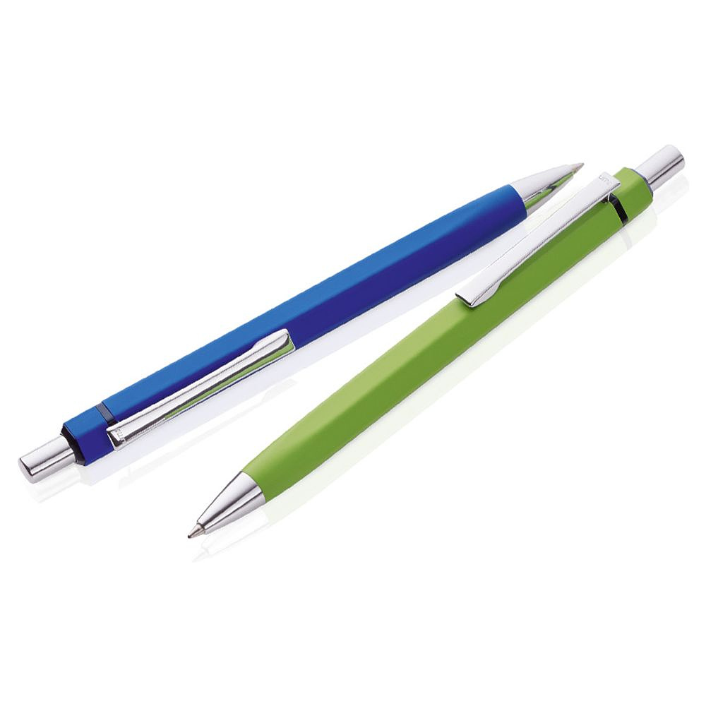 Ручка шариковая автоматическая "Six", 1.0 мм, черный, серебристый, стерж. синий - 2