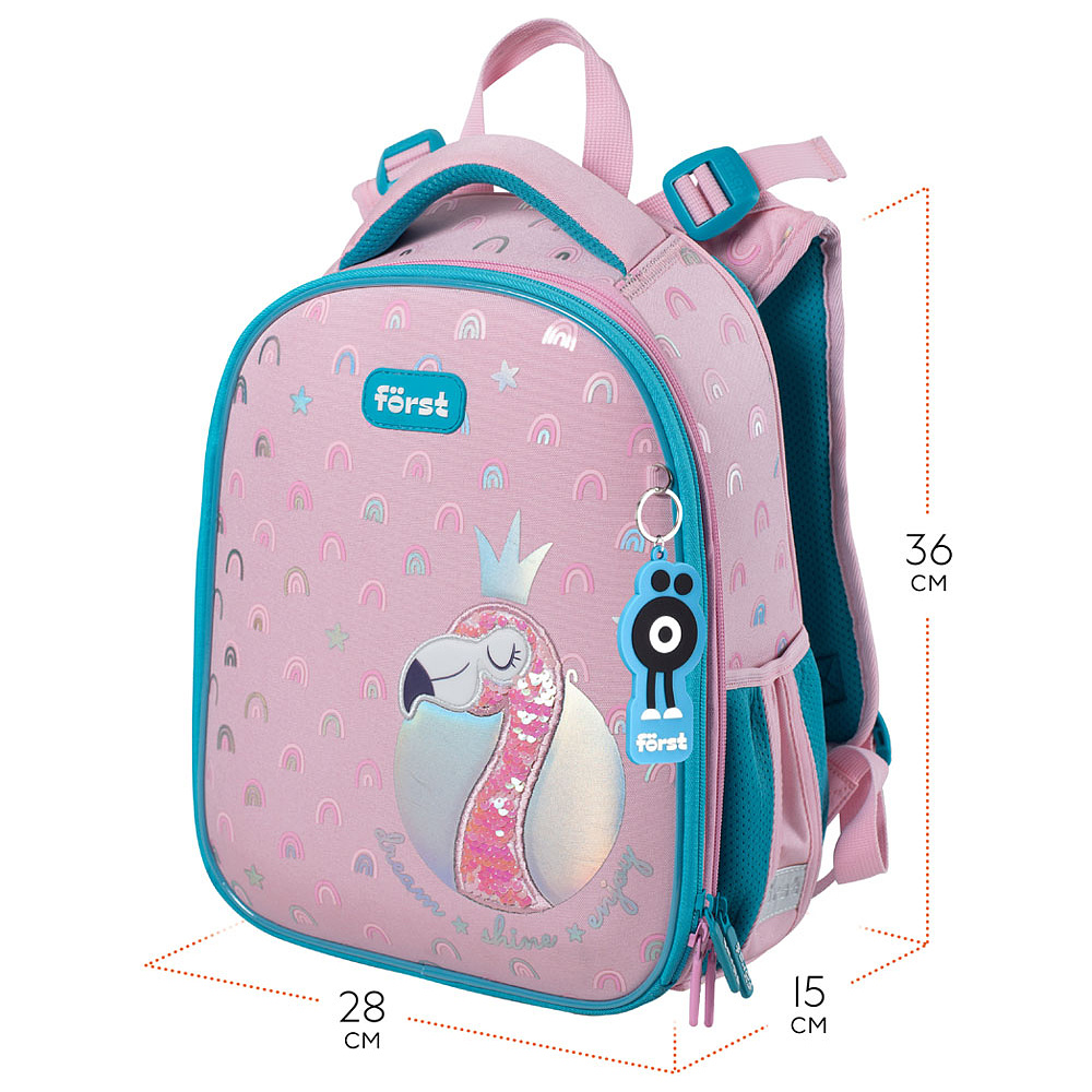 Рюкзак школьный "Shiny flamingo", розовый, голубой - 2