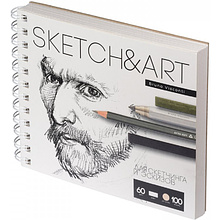 Скетчбук "Sketch&Art", 18x15.5 см, 60 г/м2, 100 листов