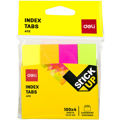 Закладки бумажные "Deli", 76x19 мм, 100 шт, ассорти