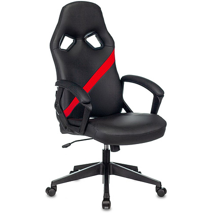 Кресло игровое "Zombie DRIVER", экокожа, пластик, черный, красный - 10