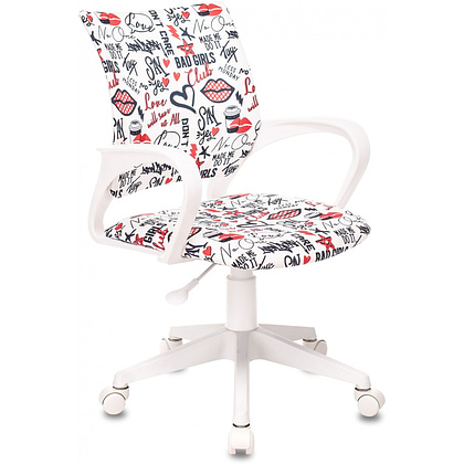 Кресло детское Бюрократ BUROKIDS 1 W, ткань, пластик, красные губы