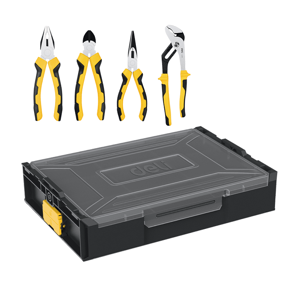 Набор инструментов "Deli", 4 предмета, кейс, желтый, черный