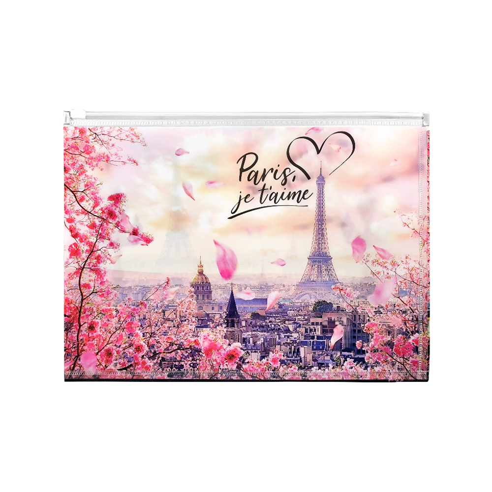 Папка-конверт на молнии "Take me to Paris", А4, разноцветный