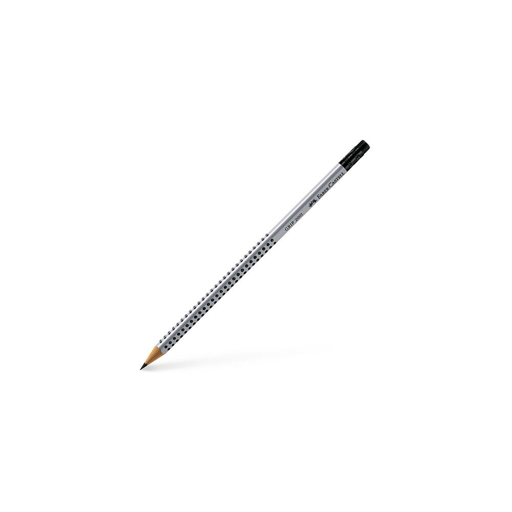 Карандаш простой "Grip 2001", B, с ластиком, серебристый