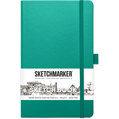 Скетчбук "Sketchmarker", 13x21 см, 140 г/м2, 80 листов, изумрудный
