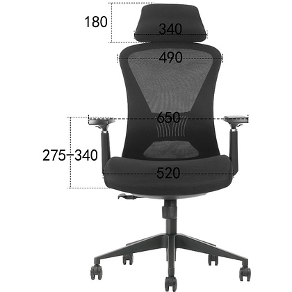 Кресло для руководителя EVOLUTION "OFFICE COMFORT", ткань, сетка, пластик, черный - 9