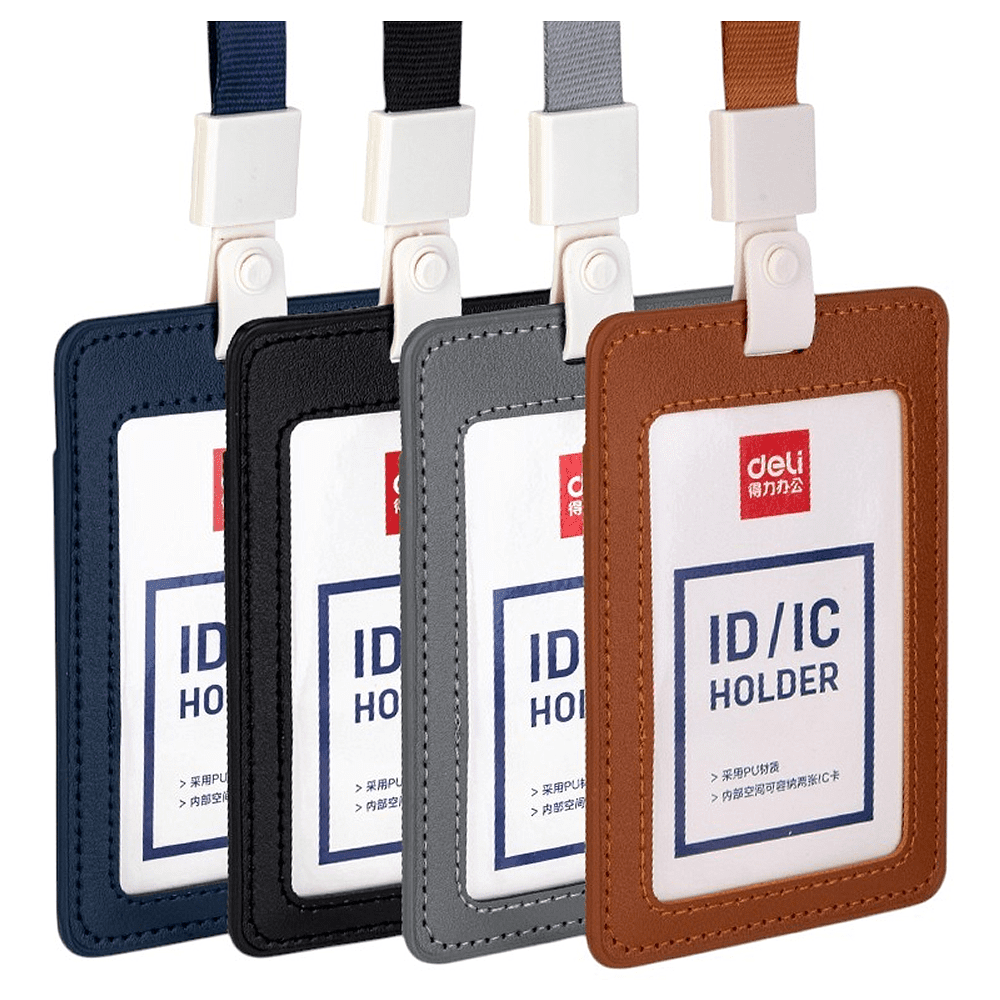 Бэдж для пропусков "Deli", 72х108 мм, вертикальный, серый