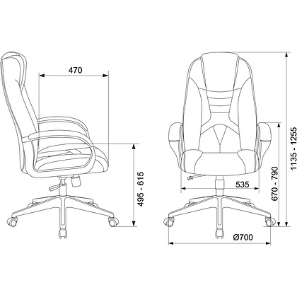 Кресло игровое Бюрократ "Zombie 8", экокожа, пластик, черный, желтый - 6