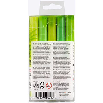 Набор акварельных маркеров "Ecoline", 5 шт., зеленые - 5