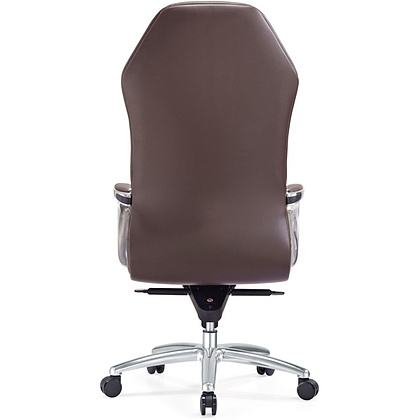 Кресло для руководителя "Бюрократ AURA", кожа, металл, коричневый - 4