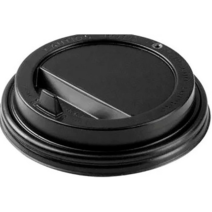 Крышка пластиковая для стаканов d=80мм, с клапаном, 100 шт/упак, черный, матовая