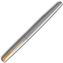 Ручка перьевая "Parker Jotter Stainless Steel CT", М, серебристый, золотистый, патрон синий, -30%