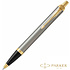 Ручка шариковая автоматическая "Parker IM Brushed Metal GT", 0.7 мм, серебристый, золотистый, стерж. синий