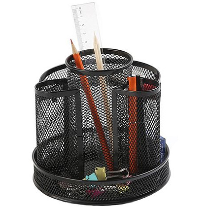 Подставка для канцелярских мелочей "Круглая", 165x165x160 мм, черный - 4