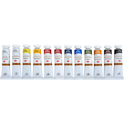 Краски масляные "Сонет", набор 12 цветов, 18 мл, тубы - 5