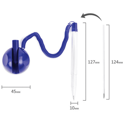 Ручка шариковая на подставке "Стенд-Пен", 0.5 мм, синий, стерж. синий - 3