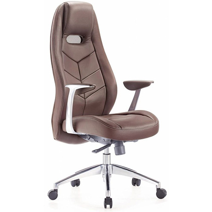 Кресло для руководителя "Бюрократ ZEN", кожа, алюминий, коричневый