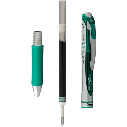 Ручка-роллер "EnerGel BL77", 0.7 мм, серебристый, зеленый, стерж. зеленый - 2