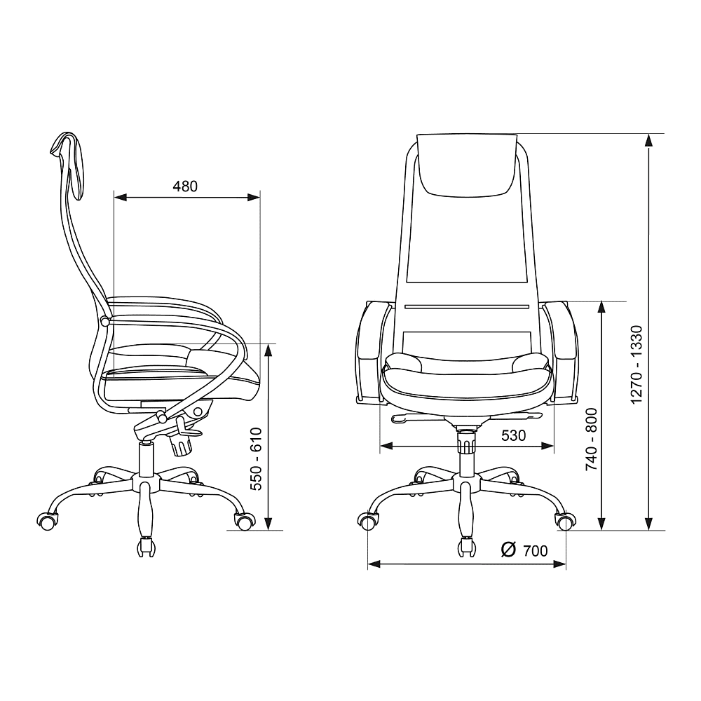 Кресло для руководителя Бюрократ "CH-609SL", экокожа, сетка, металл, черный - 4