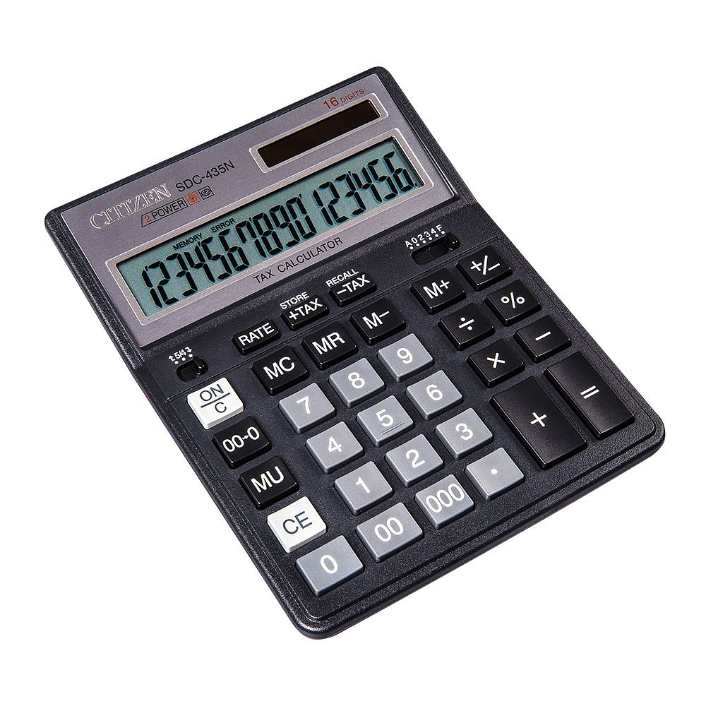 Калькулятор настольный Citizen "SDC-435N", 16-разрядный, черный