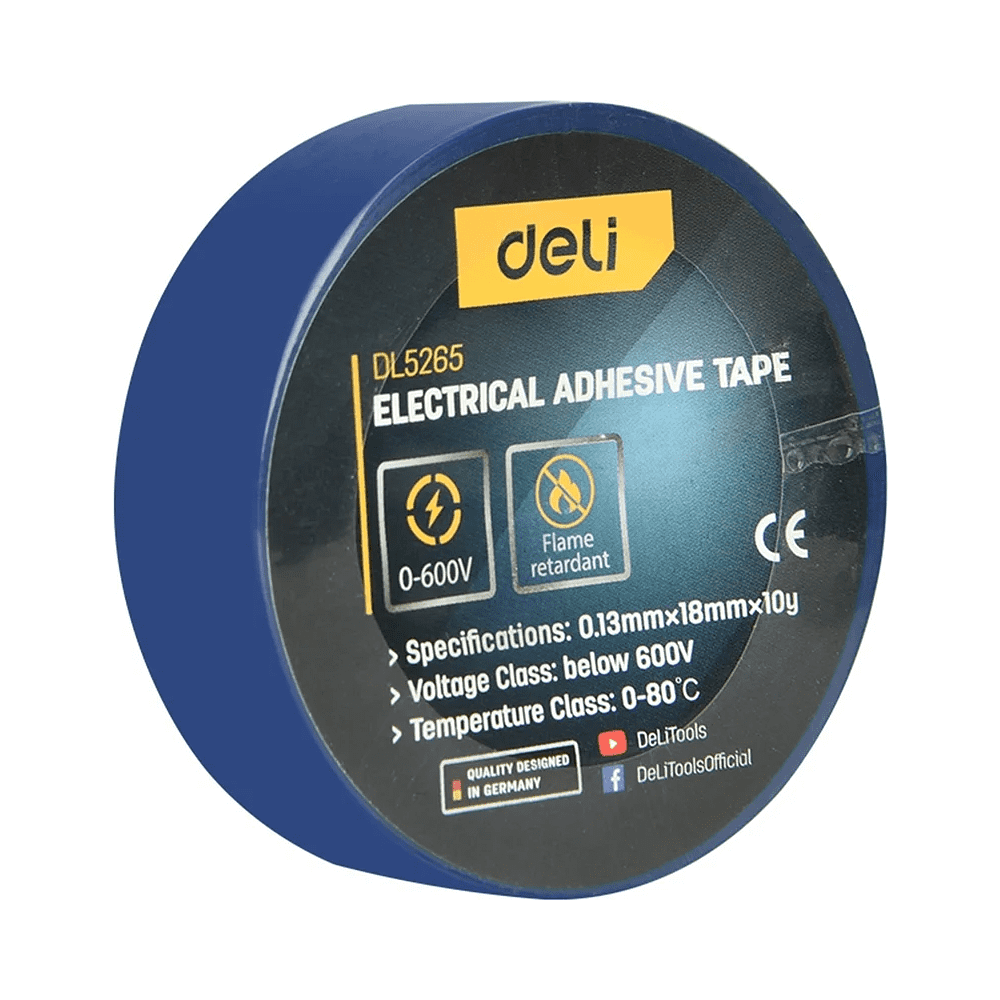 Изолента ПВХ Deli YS EDL5265, 18 мм x 10 м, 130 мкм, синяя - 6