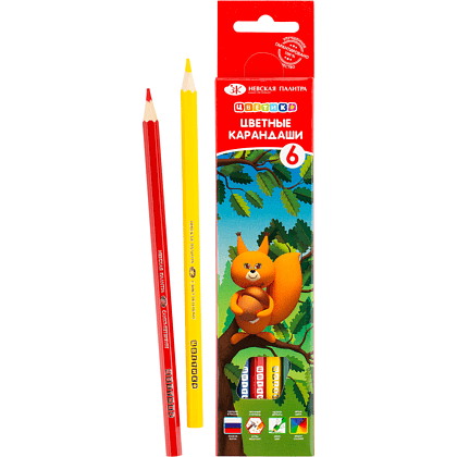Цветные карандаши "Цветик", 6 шт, шестигранные - 4