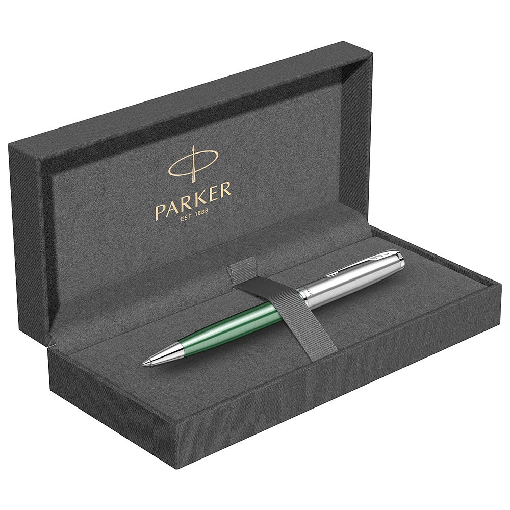 Ручка шариковая автоматическая Parker "Sonnet Essential SB K545", 0,7 мм, серебристый, зеленый, стерж. черный - 3