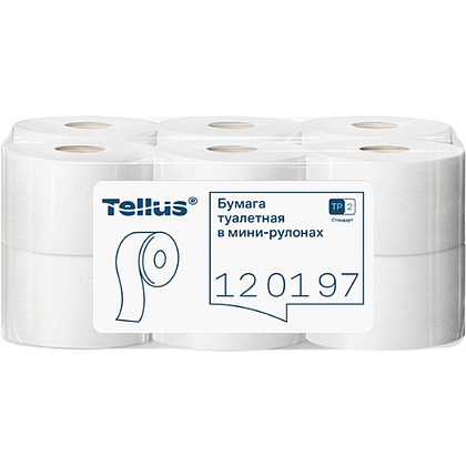 Бумага туалетная Tellus Стандарт ТP2, в мини рулоне, 200 м, 1 слой - 3