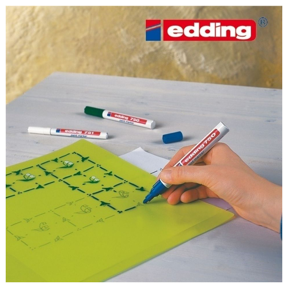 Маркер перманентный на нитрокраске Edding "750", красный - 10