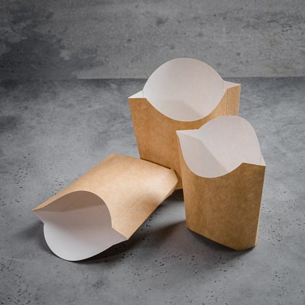 Контейнер бумажный для картофеля фри, 84х54х120 мм, 400шт/упак, крафт - 7