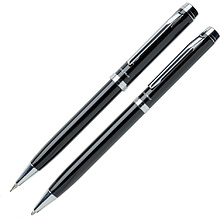 Набор "Luzern": ручка шариковая автоматическая, карандаш автоматический, 0,7 мм, черный, серебристый