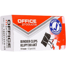 Зажим для бумаги "Office Products", 19 мм, 12 шт, черный