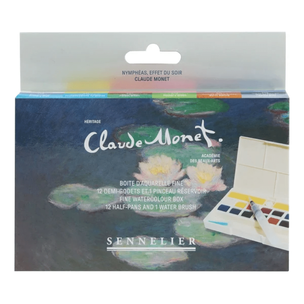 Набор красок акварельных "Sennelier. Claude Monet - Water Lilies.Evening Effect", 12 цветов, полукюветы