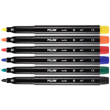 Фломастеры Milan для росписи на ткани, 6 цветов - 2