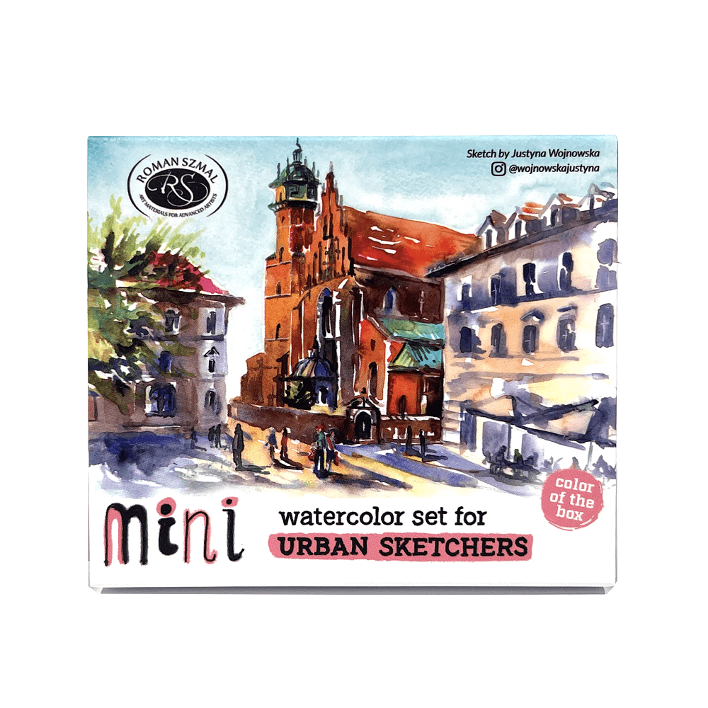 Краски акварельные "Aquarius. Mini Urban Sketcher set", 8 цветов, полукюветы, коробка, розовая - 3