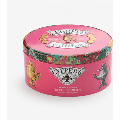 Чай "Сугревъ по-вологодски", фруктово-травяной, с малиной и смородиной, 40 г + карамель леденцовая со вкусом малины, 50 г - 2