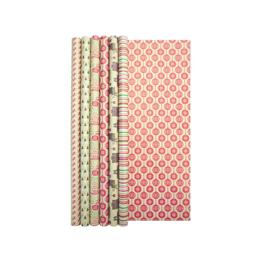 Бумага декоративная в рулоне "Kraft Christmas assortment", 60 г/м2, 2x0.7 м, ассорти - 5